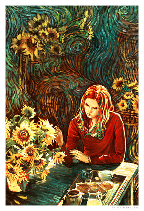 Doctor Who Amy Pond Sunflower Van Gogh Art by Alice X. Zhang